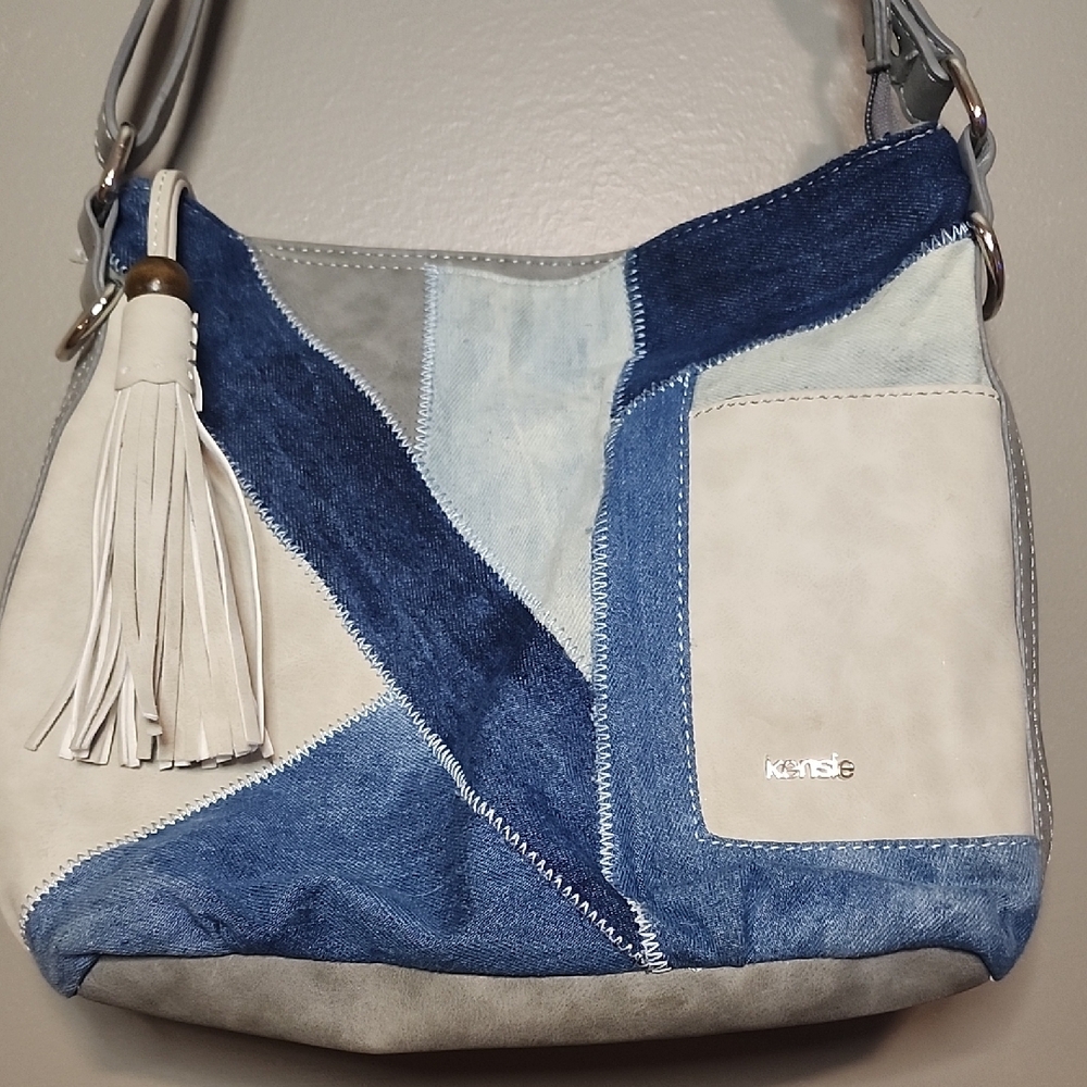 Blue and White Patchwork Shoulder Bag